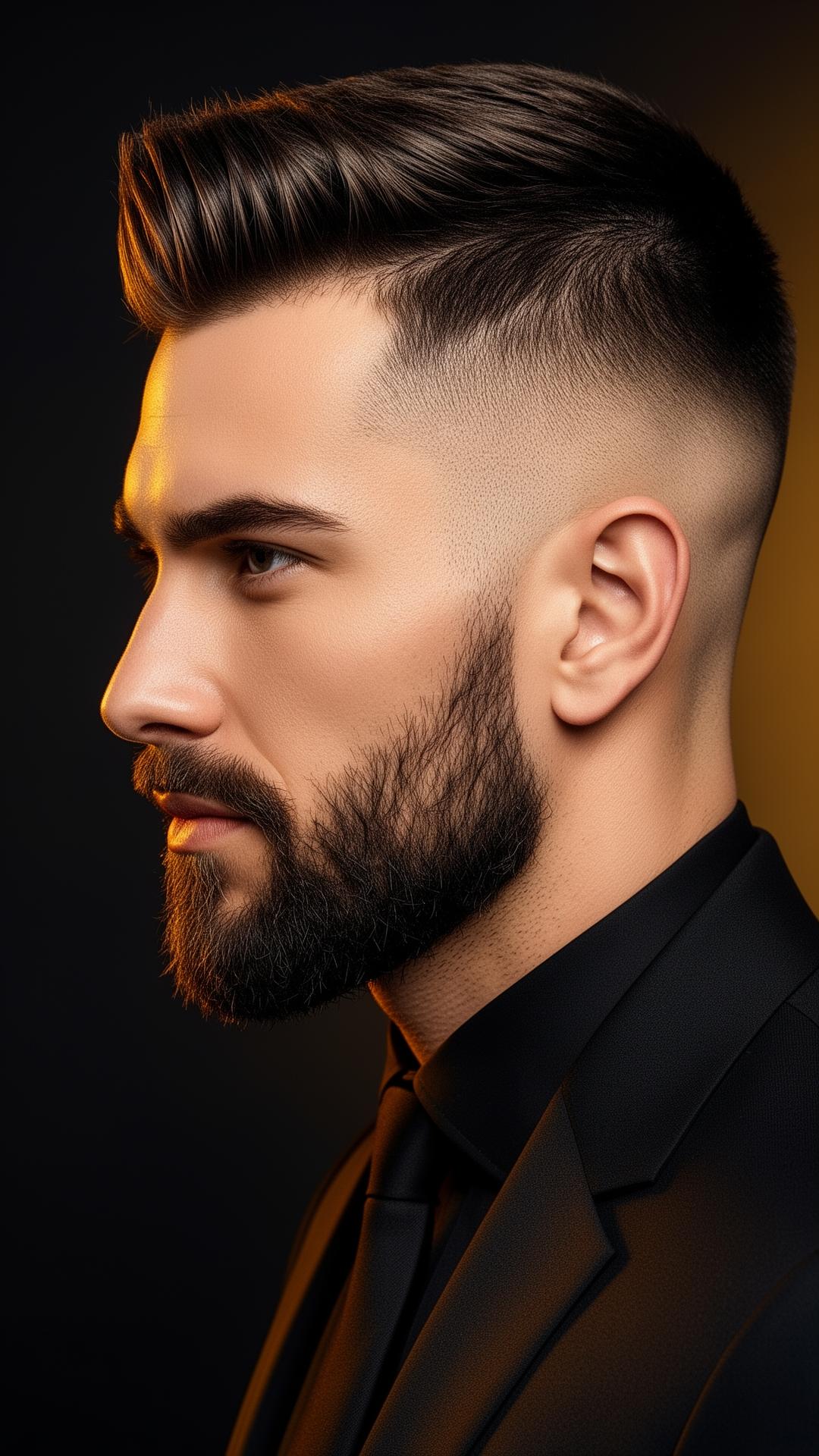 Cliente con taglio moderno e barba curata